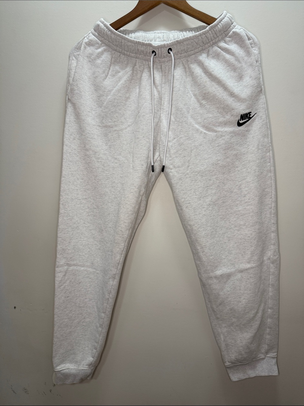 Nike White Heather Joggers with Black Swoosh